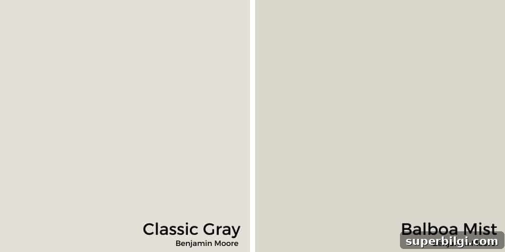 Benjamin Moore Classic Gray Paint Guide 6 Classic Gray vs. Balboa Mist