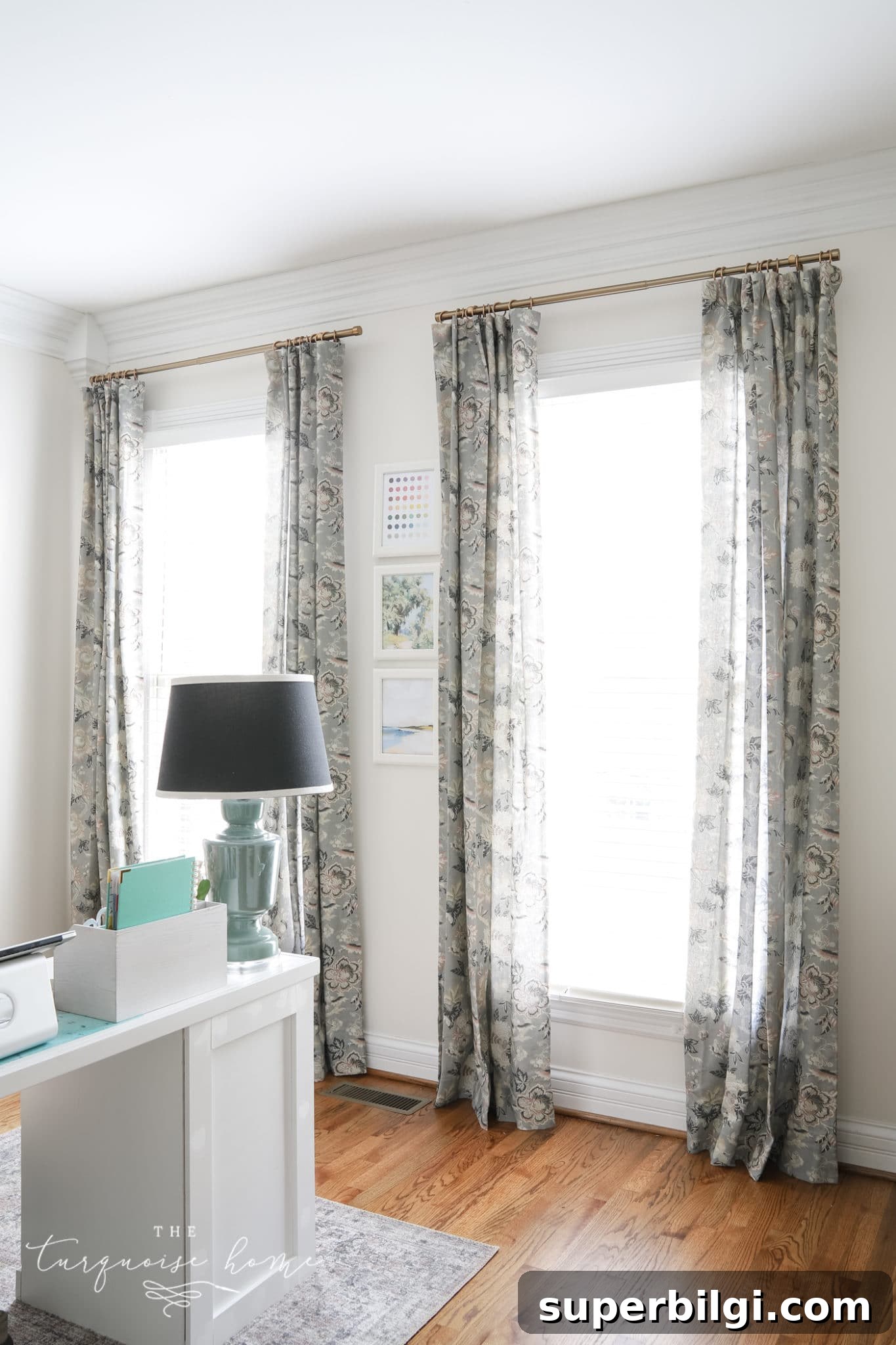 Floral Office Curtains: Stylish Window Treatments 3 Floral gray and blush curtains