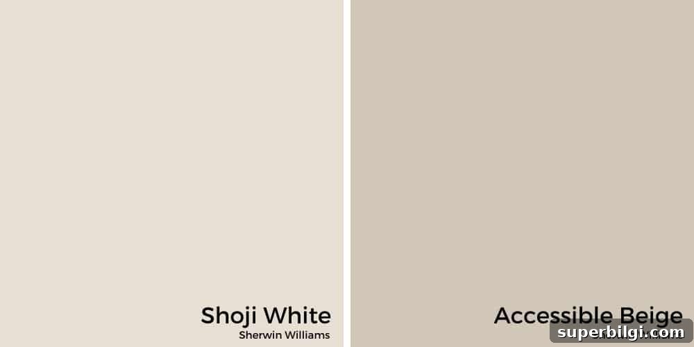 Sherwin-Williams Shoji White Paint: Color Guide and Swatches 6 Shoji White vs. Accessible Beige