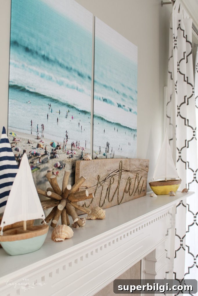 How High to Hang Pictures: Ideal Heights and Placement Tips 3 Art hanging on a fireplace mantle