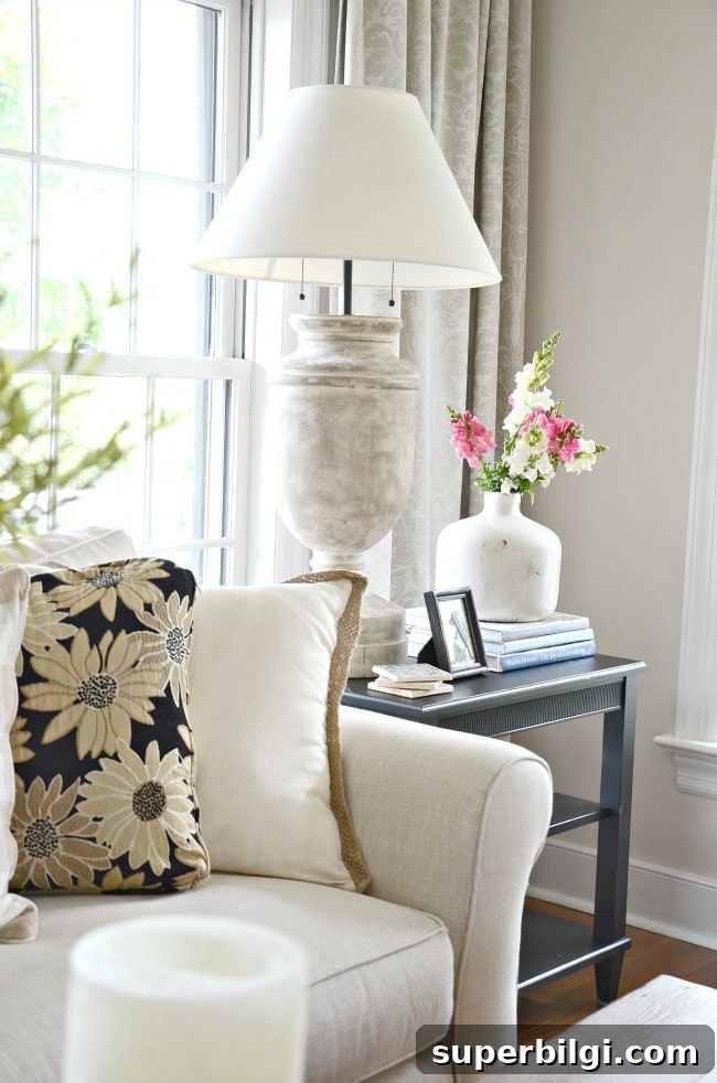 End Table Decor Ideas for a Stylish Living Room 5 floral arrangement on end table