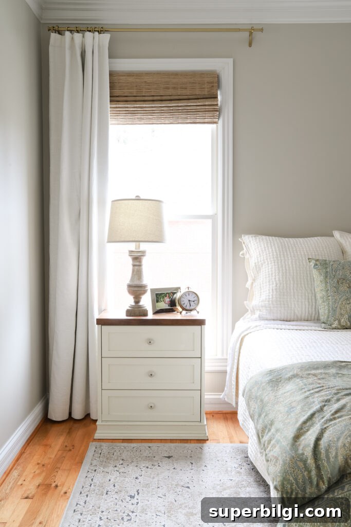 Ivory Linen/Cotton Curtains in the Master Bedroom