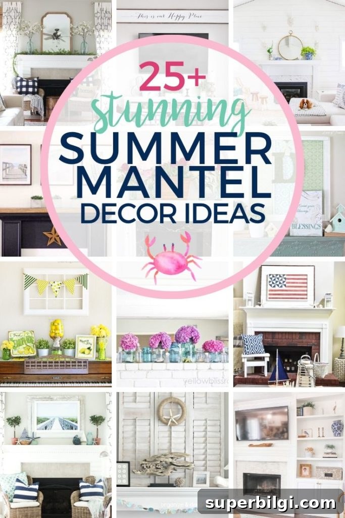 25+ Summer Fireplace Mantel Decor Ideas to Refresh Your Hearth 2 Summer Mantel Decor Ideas