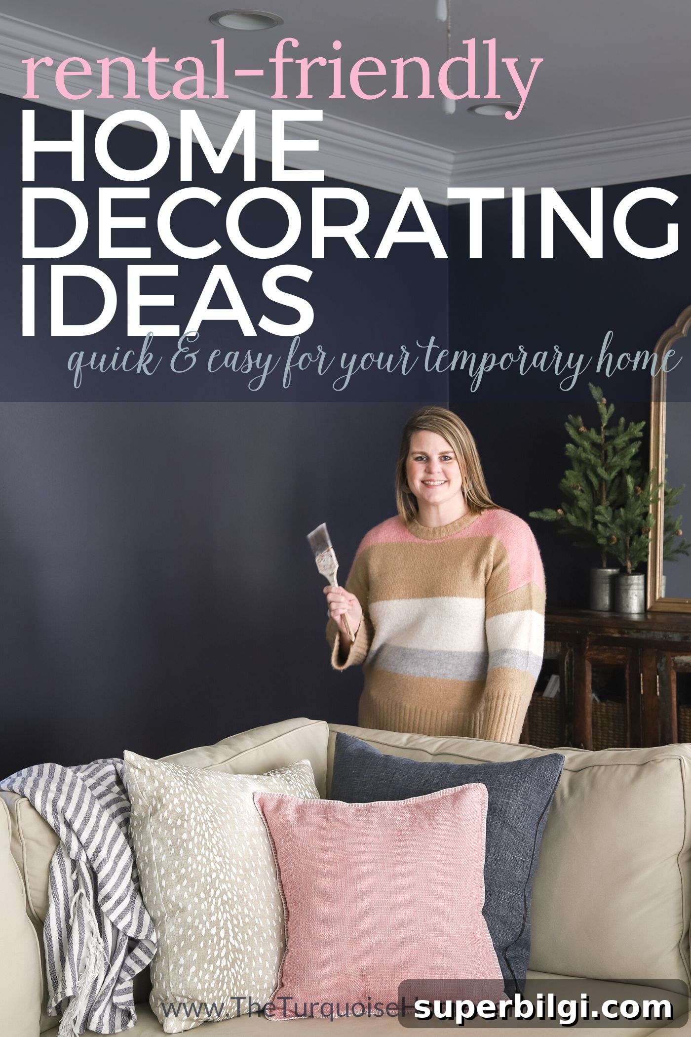 7 Stylish Decorating Ideas for Renters 2 Rental-friendly Home Decorating Ideas with woman holding paint brush