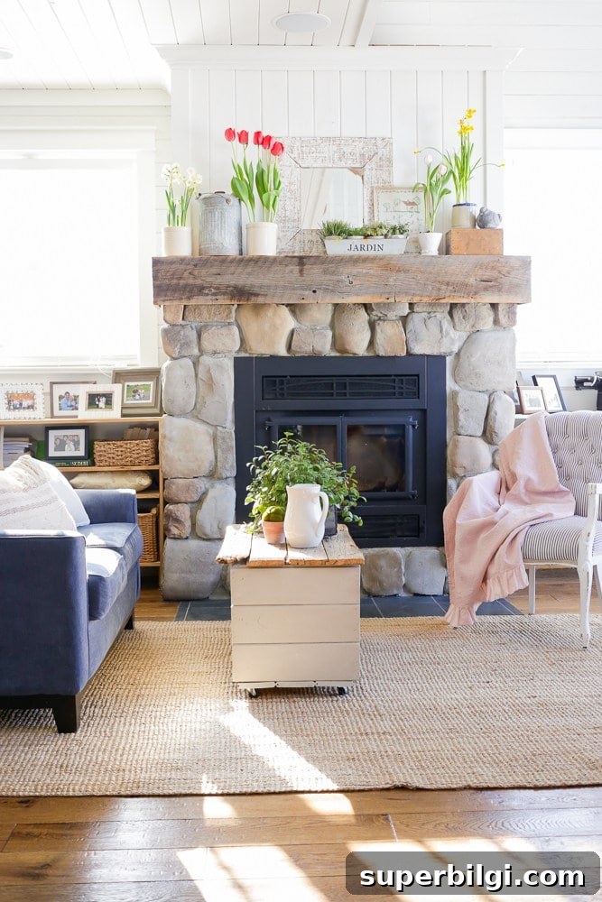 25 Spring Mantel Decor Ideas to Refresh Your Home 12 Spring mantel decor with tulips and daffodils