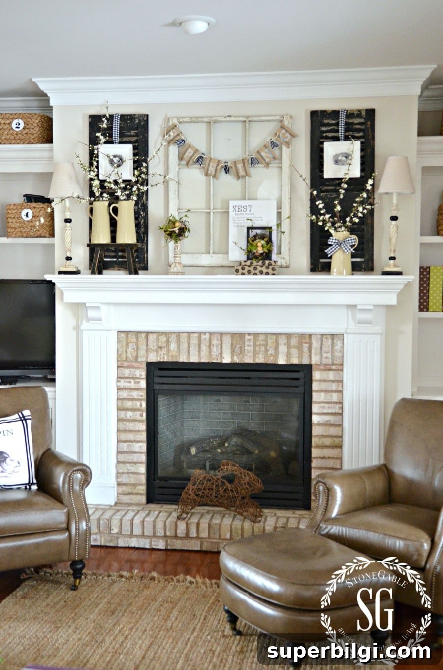 25 Spring Mantel Decor Ideas to Refresh Your Home 15 neutral spring mantel decor with candles, pitchers, and florals