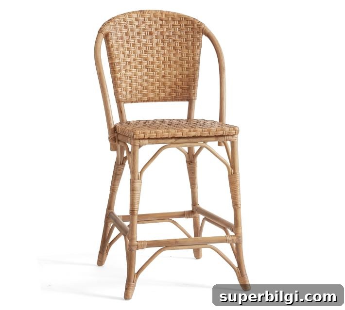 Traditional Coastal Kitchen Mood Board: Timeless Beach Style 14 Parisian Woven Counter Stool