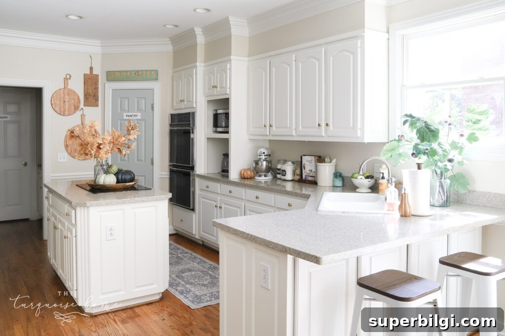 White Kitchen with Fall Decor
