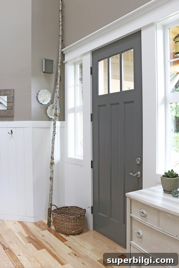 Interior Door Paint Colors That Transform Your Home 11 closeup of a gray interior door.