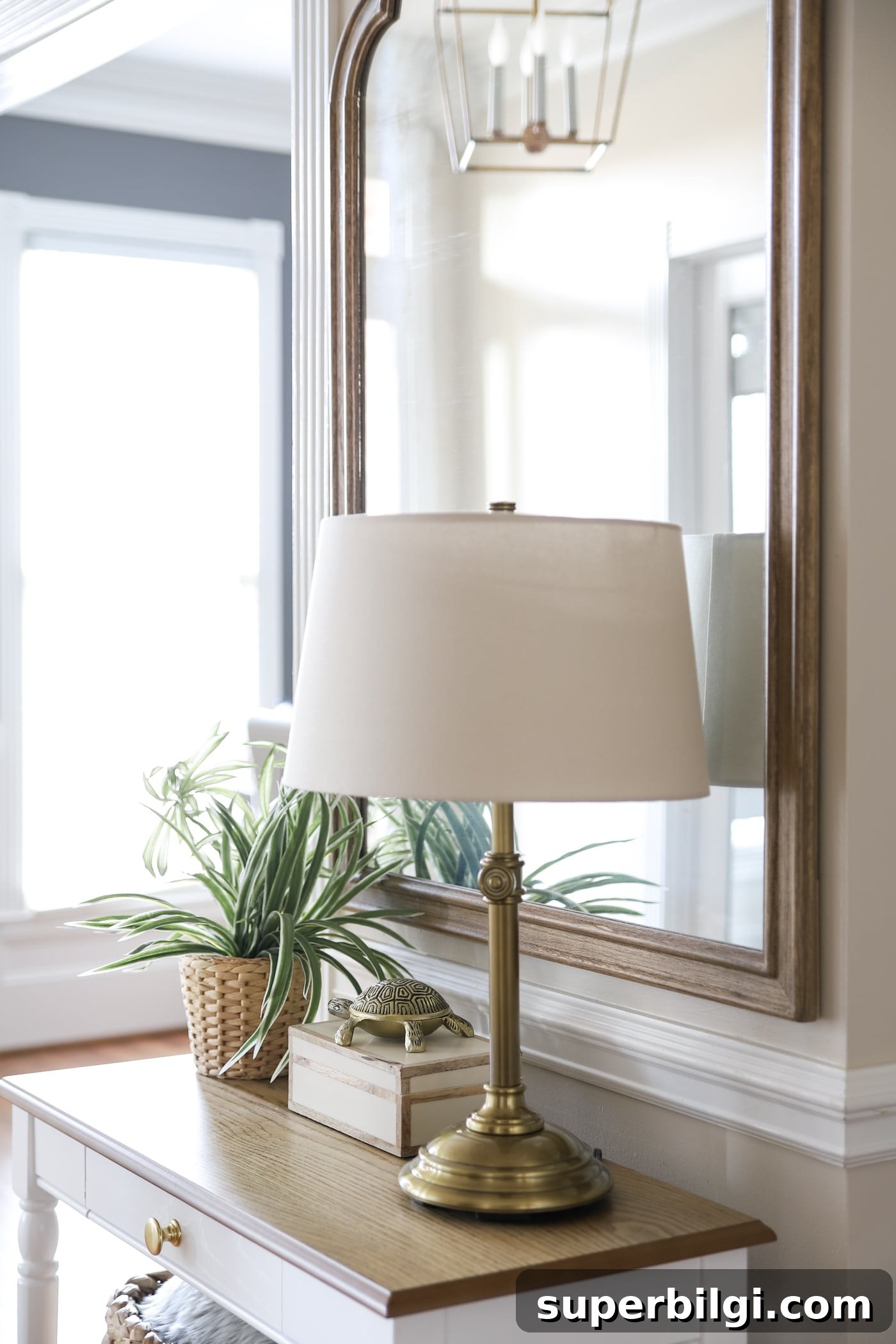 15 Space-Saving Storage Ideas for Small Entryways 6 Table Lamp & Mirror in the Foyer