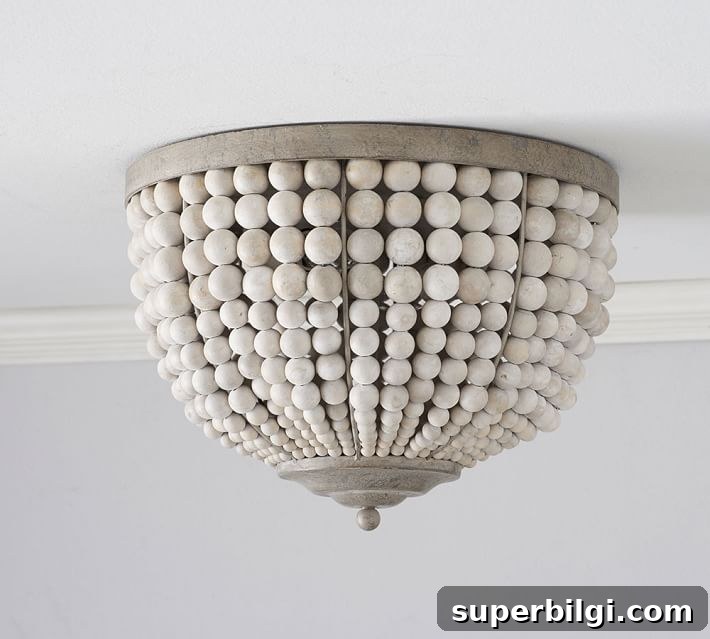 Leila Wood Bead Flush Mount Light