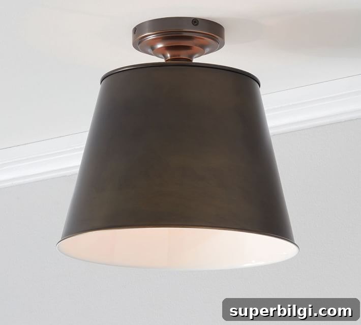 Custom Tapered Semi Flush Mount Light