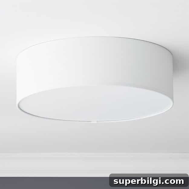 Simple Drum Flush Mount Light