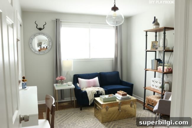 Green Paint Colors That Transform Your Home 4 Benjamin Moore Moonshine is one of the best light green paint colors, shown here in a home office.