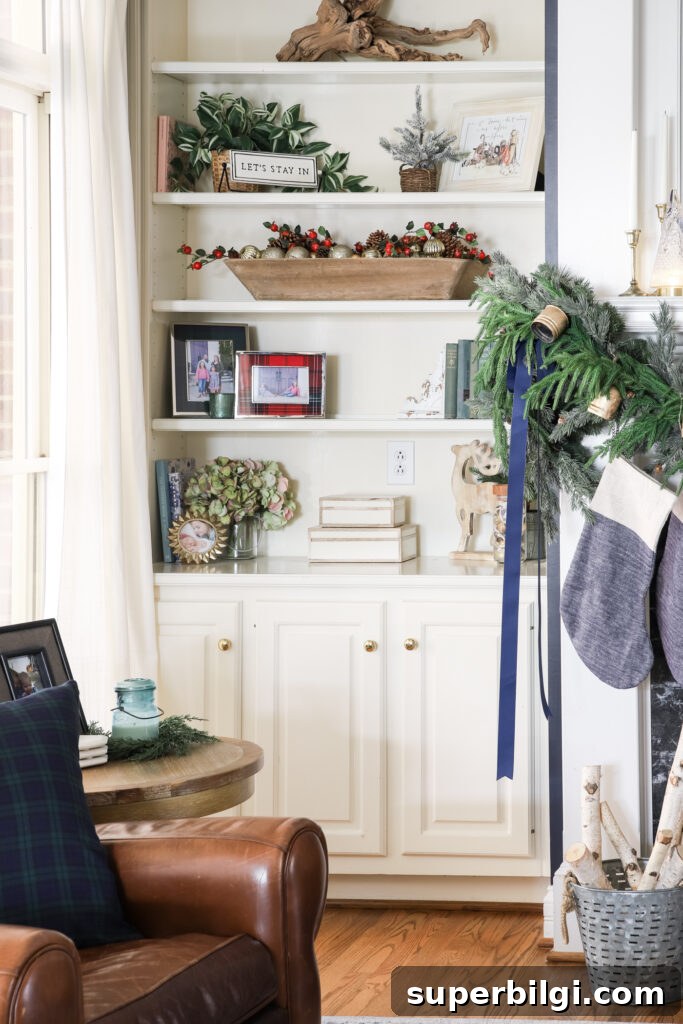 Traditional Christmas Living Room Decor Ideas for 2020 15 Built-In Christmas Shelves