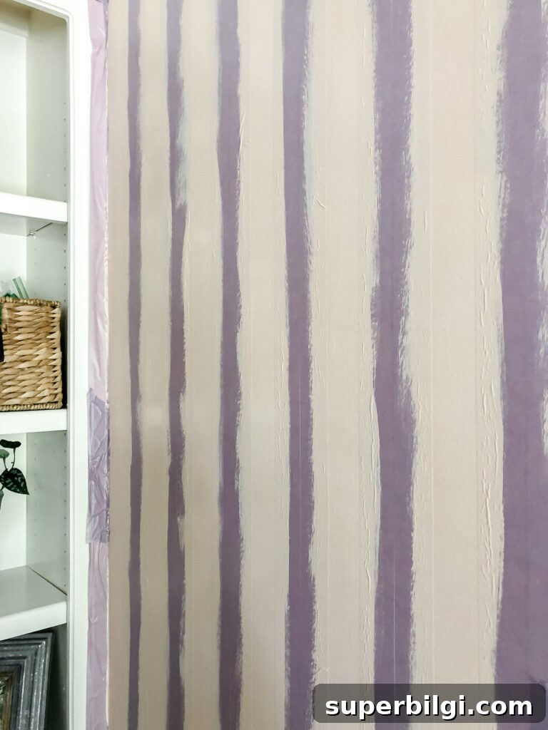 Step-by-Step DIY Plaid Accent Wall Tutorial 8 painted stripes for plaid wall
