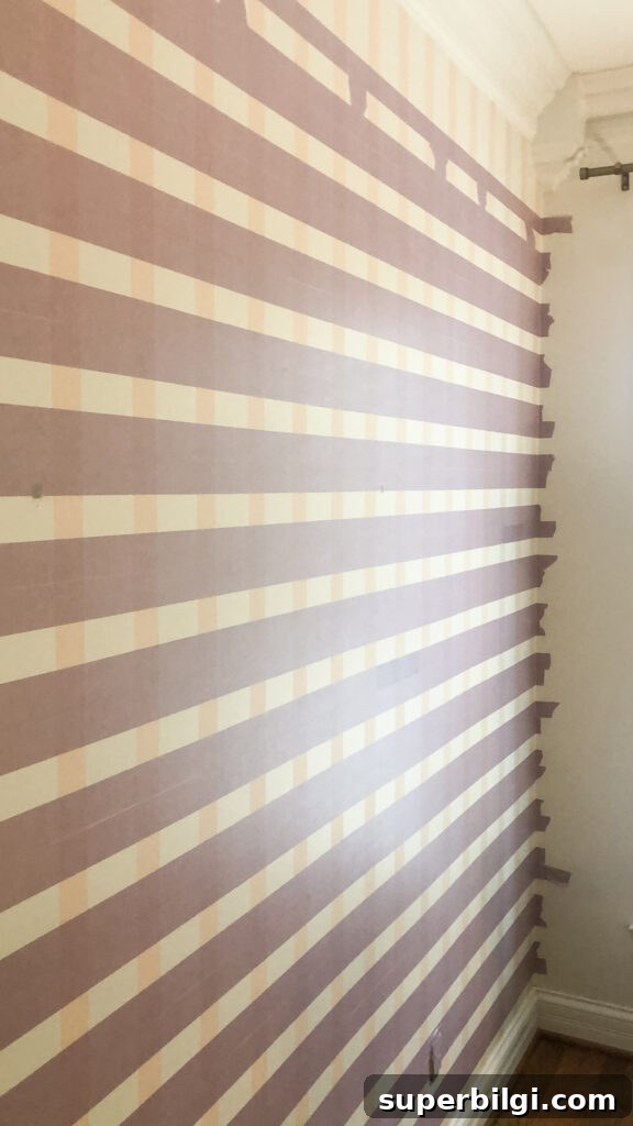 Step-by-Step DIY Plaid Accent Wall Tutorial 10 Horizontal Stripes on a Plaid Wall