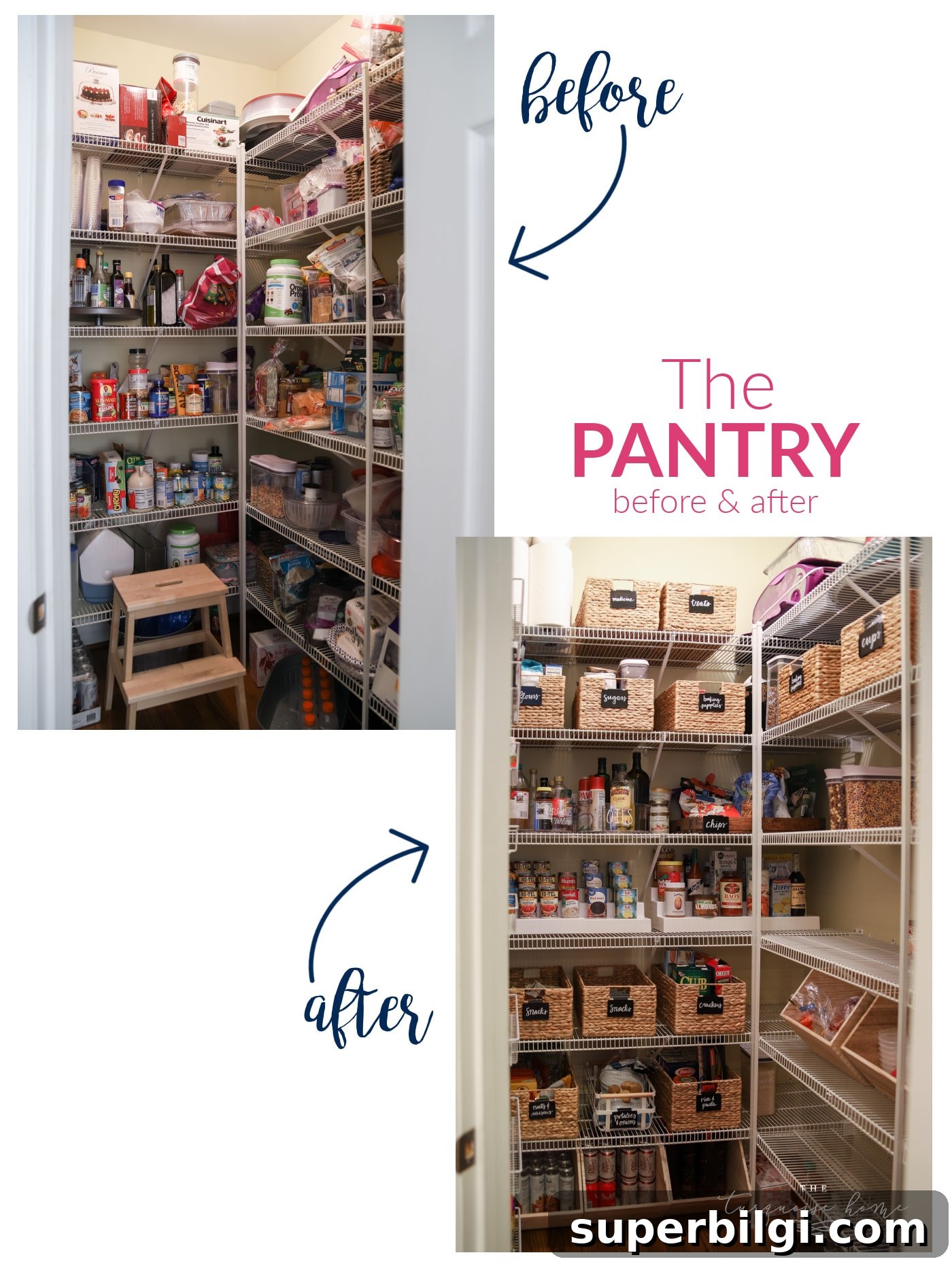 One-Year Home Makeover: Before and After Tour 4 Organized Pantry Before and After