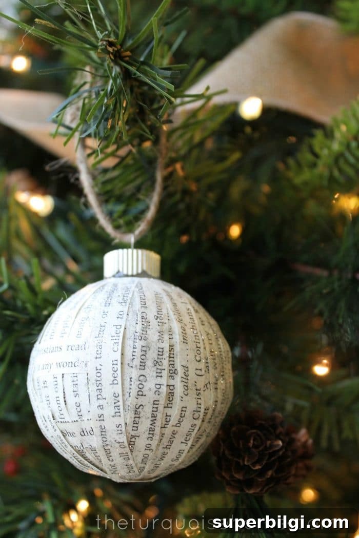 DIY Paper-Covered Ornaments for Custom Holiday Decor 5 I set out to make my own easy budget friendly Christmas decorations this year with my DIY Paper Covered Ornament for my new Christmas tree. Finished product = simple and cheap Christmas ornaments. This DIY Ornament is easy and great!