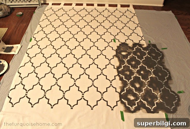 How to Stencil Curtains for Custom Window Treatments 5 DIY Stenciled curtains tutorial