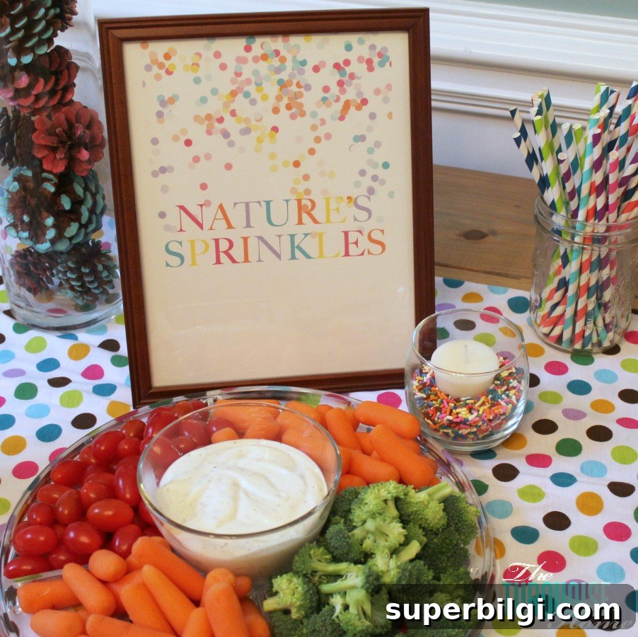 Sprinkle-Themed Birthday Party: Ideas, Decor and Checklist 12 Vegetables: Nature's Sprinkles #birthday