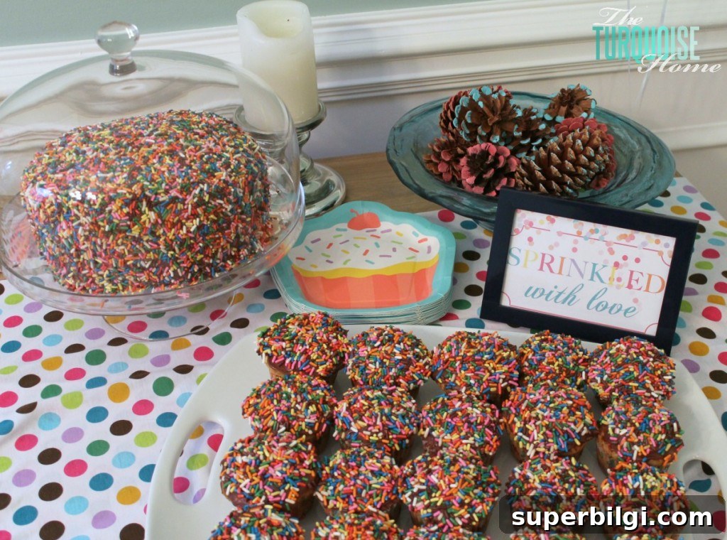 Sprinkle-Themed Birthday Party: Ideas, Decor and Checklist 4 Sprinkle Cupcakes #sprinkle #birthday
