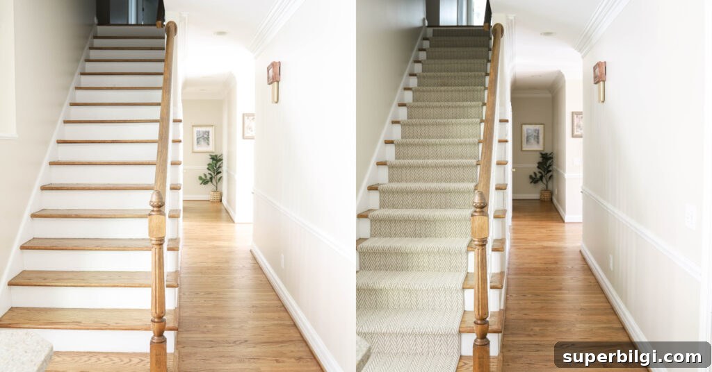 Stair runner before and after