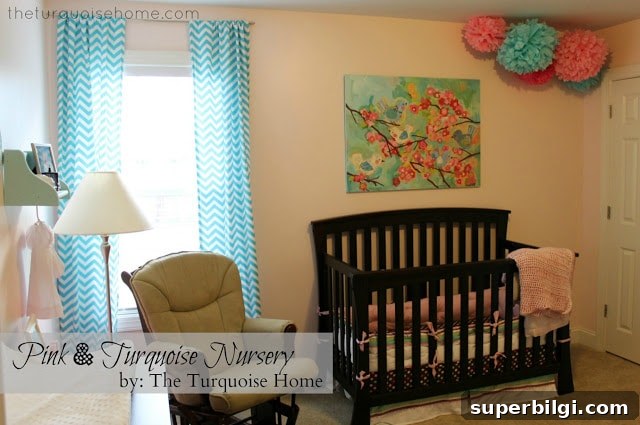 Pink and Turquoise Nursery Reveal: Baby Room Tour and Decor Ideas 3 Pink and Turquoise Nursery Room for a girl