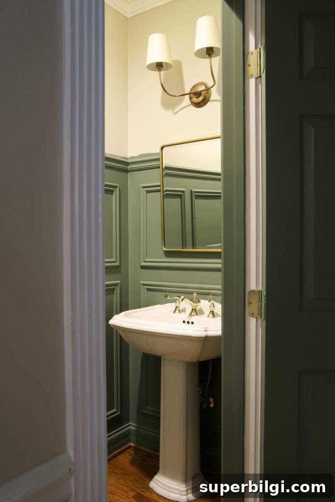 DIY Picture Frame Molding Tutorial 17 Caulke Green Powder Room with Picture Frame Moulding