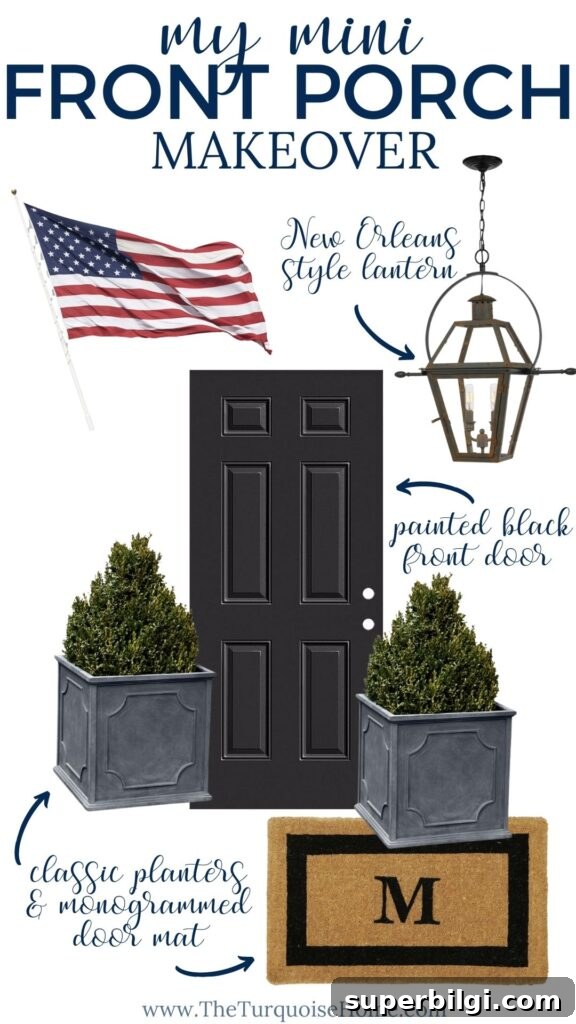 Boost Your Home's Curb Appeal With Front Yard Upgrades 5 American Flag, Black Door - Front Porch Makeover Ideas