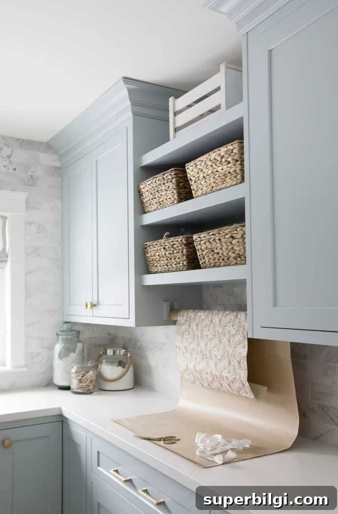 Blue Gray Paint Colors That Flatter Every Room 10 Smoke by Benjamin Moore in Jillian Harris' laundry room
