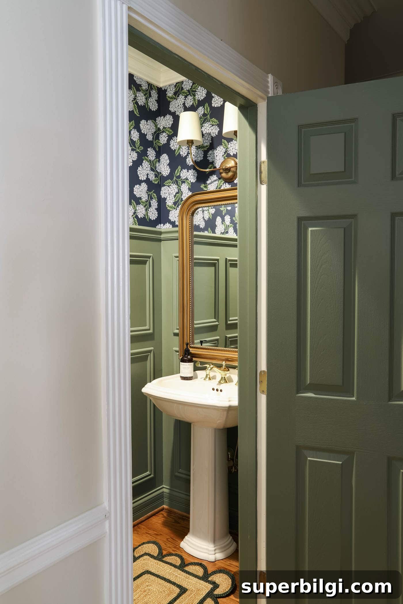 Blue and Green Traditional Powder Room Reveal: Before and After 5 Blue and Green Traditional Powder Bathroom