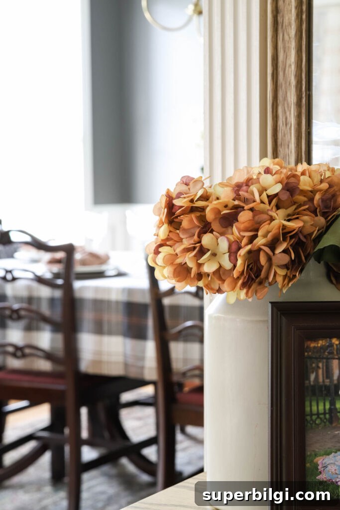 Cozy Fall Dining and Living Room Decor Tour 3 Faux Hydrangea Stems
