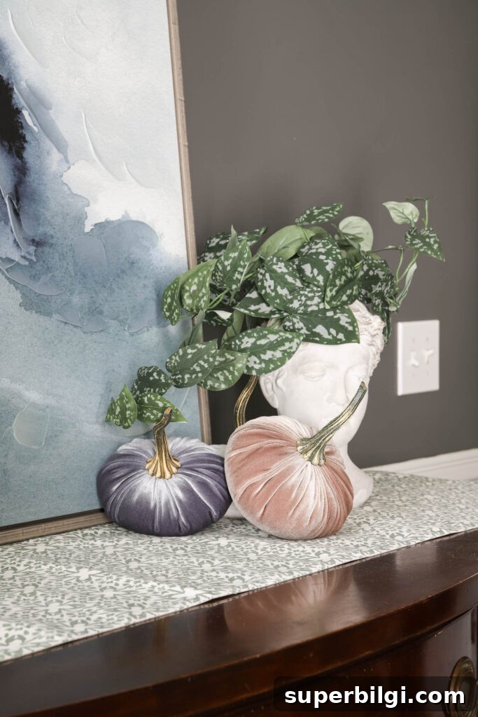 Cozy Fall Dining and Living Room Decor Tour 9 Velvet Pumpkins for Fall