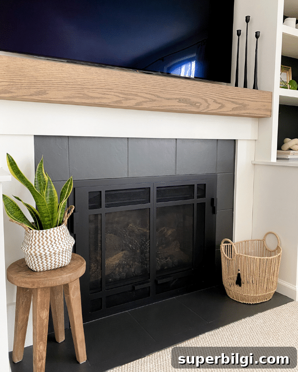 Sherwin-Williams Iron Ore Paint Color Guide 9 Black painted fireplace surround