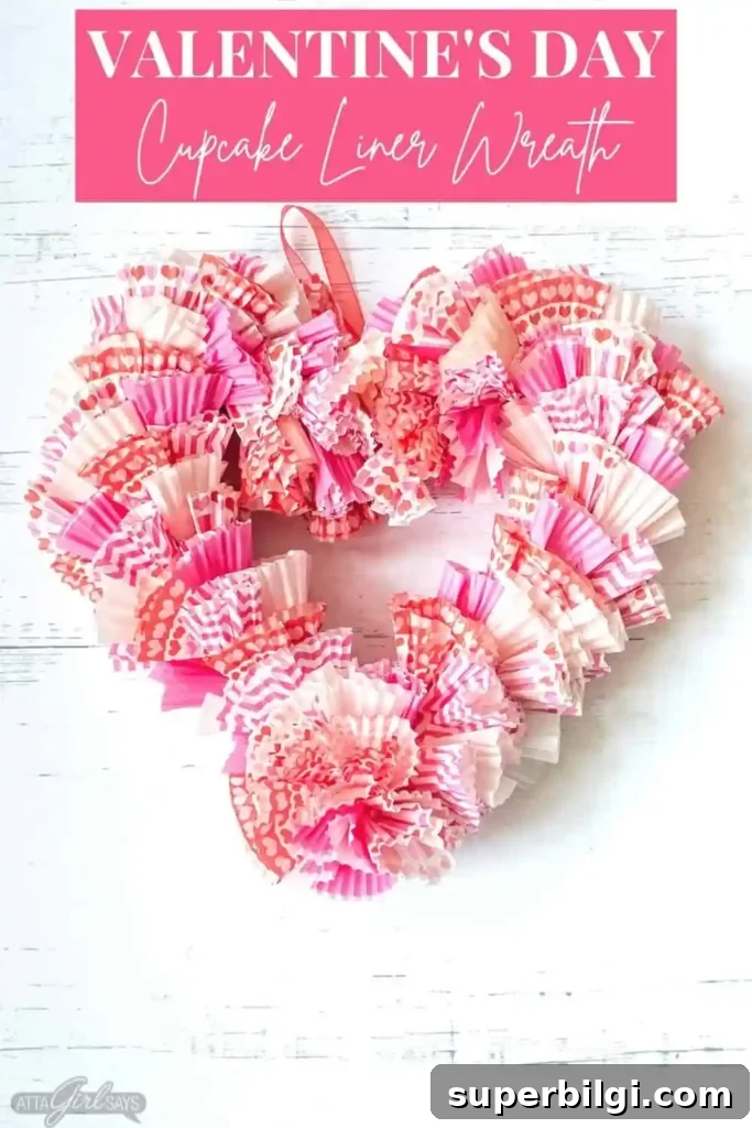 Cupcake Liner Pink Heart Wreath