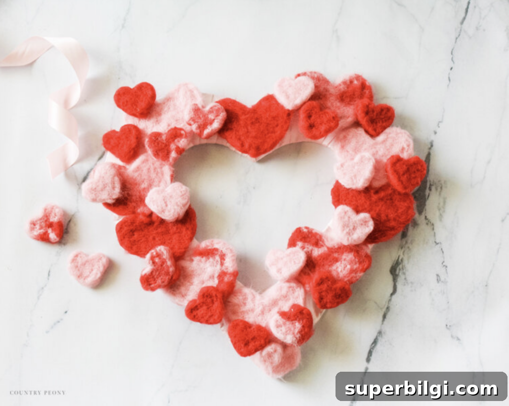 DIY Felt Heart Wreath
