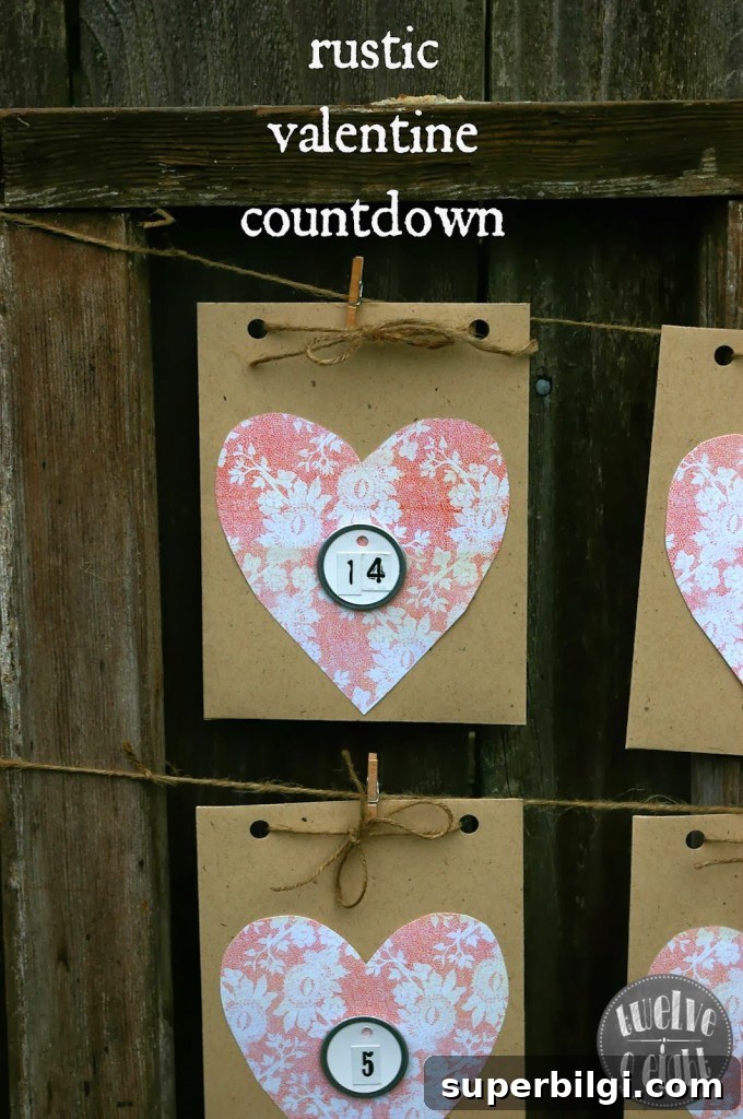 DIY Rustic Valentine Countdown Calendar