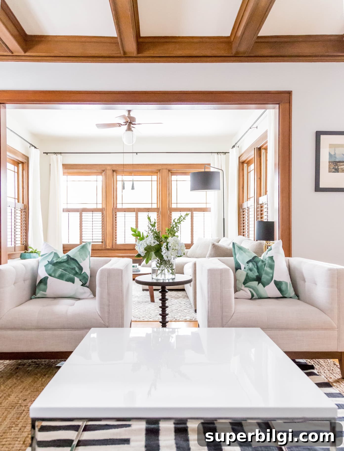 Paint Colors That Complement Dark Wood Trim 3 living room with wood trim and neutral white paint