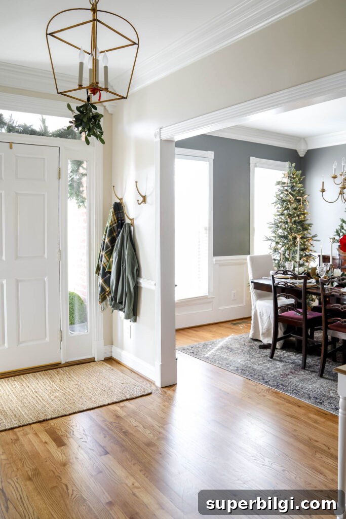 Hanging Mistletoe in the Foyer