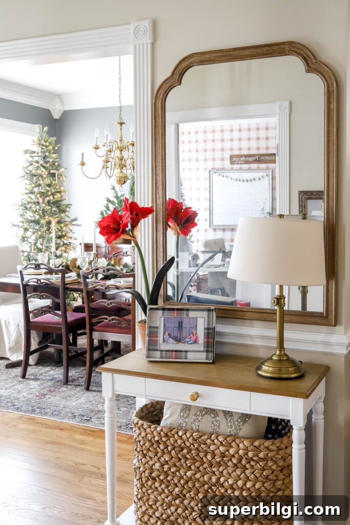 Christmas Entry Table with Amarylis