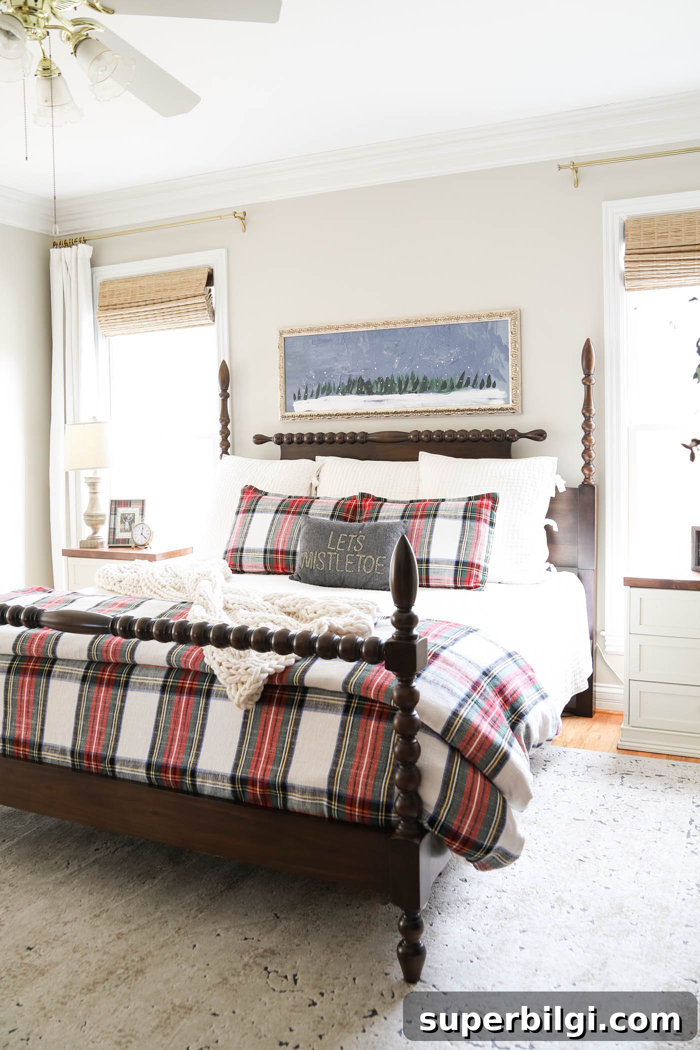 Christmas Decor Ideas for Your Primary Bedroom 10 Plaid Master Bedroom Christmas Decor
