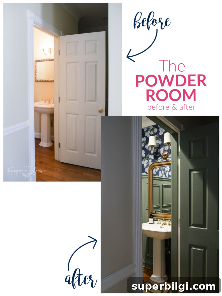 Two-Year Home Renovation: Before and After Tour 8 Traditional Powder Bathroom Makeover Reveal