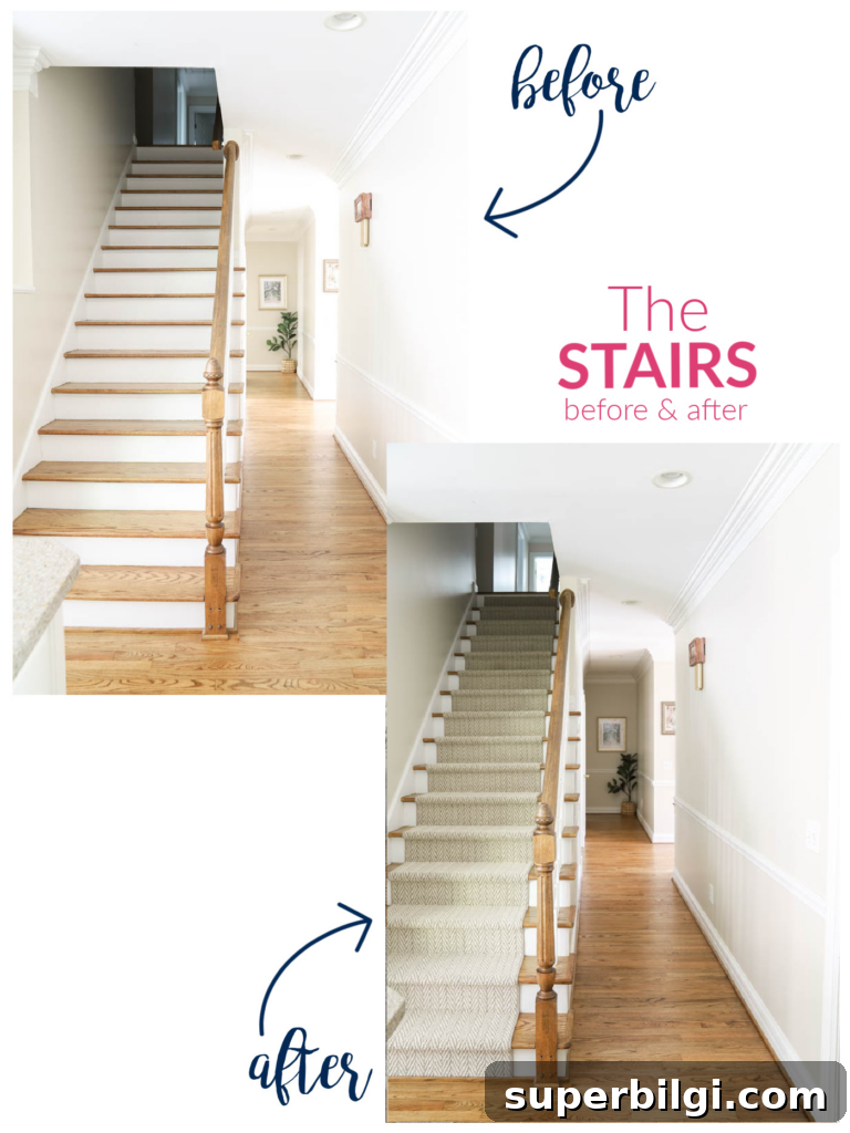 Two-Year Home Renovation: Before and After Tour 9 Stair runner before and after