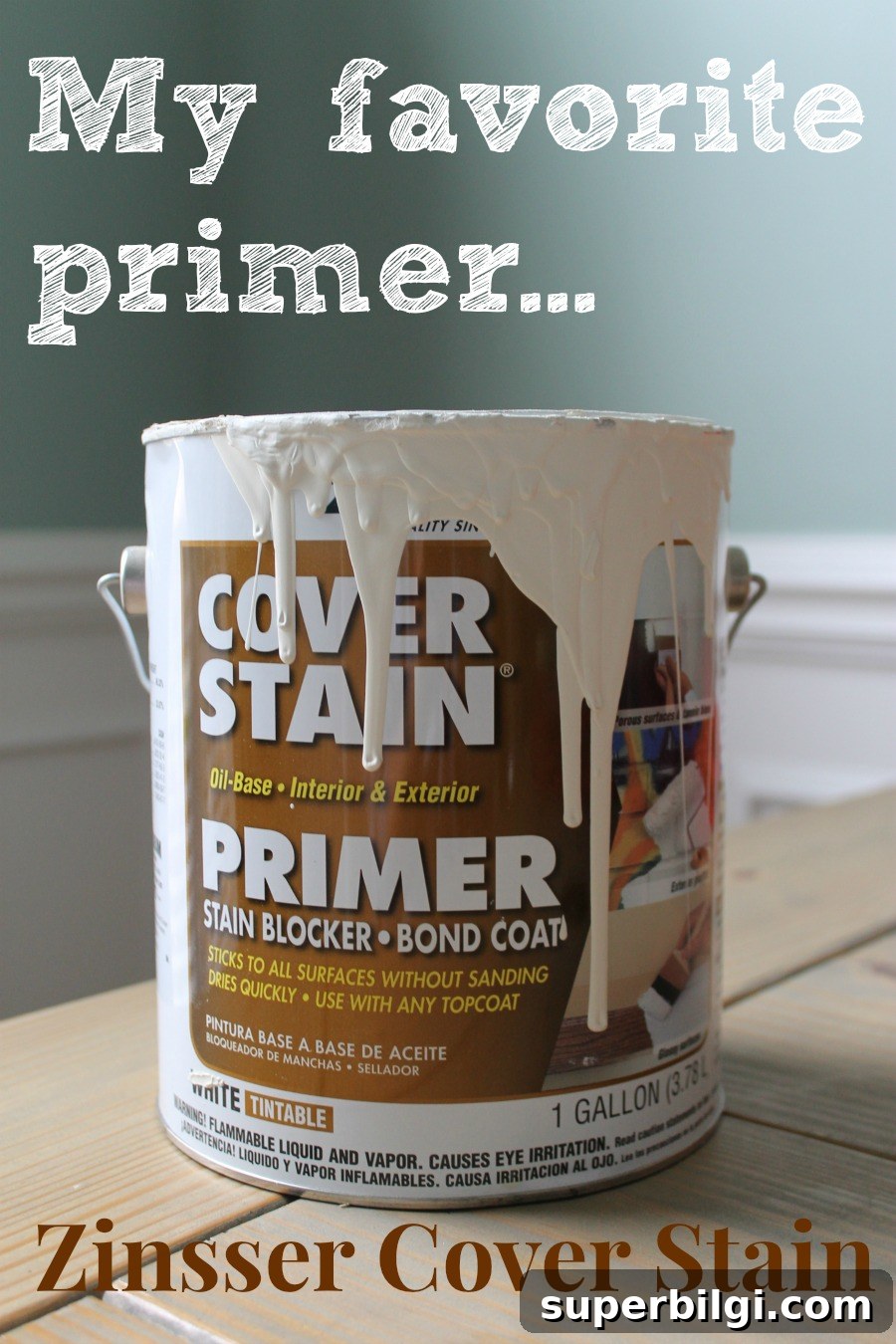 How to Paint Cabinets: Step-by-Step DIY Guide 9 My favorite primer for painting cabinets is Zinger's Cover Stain!