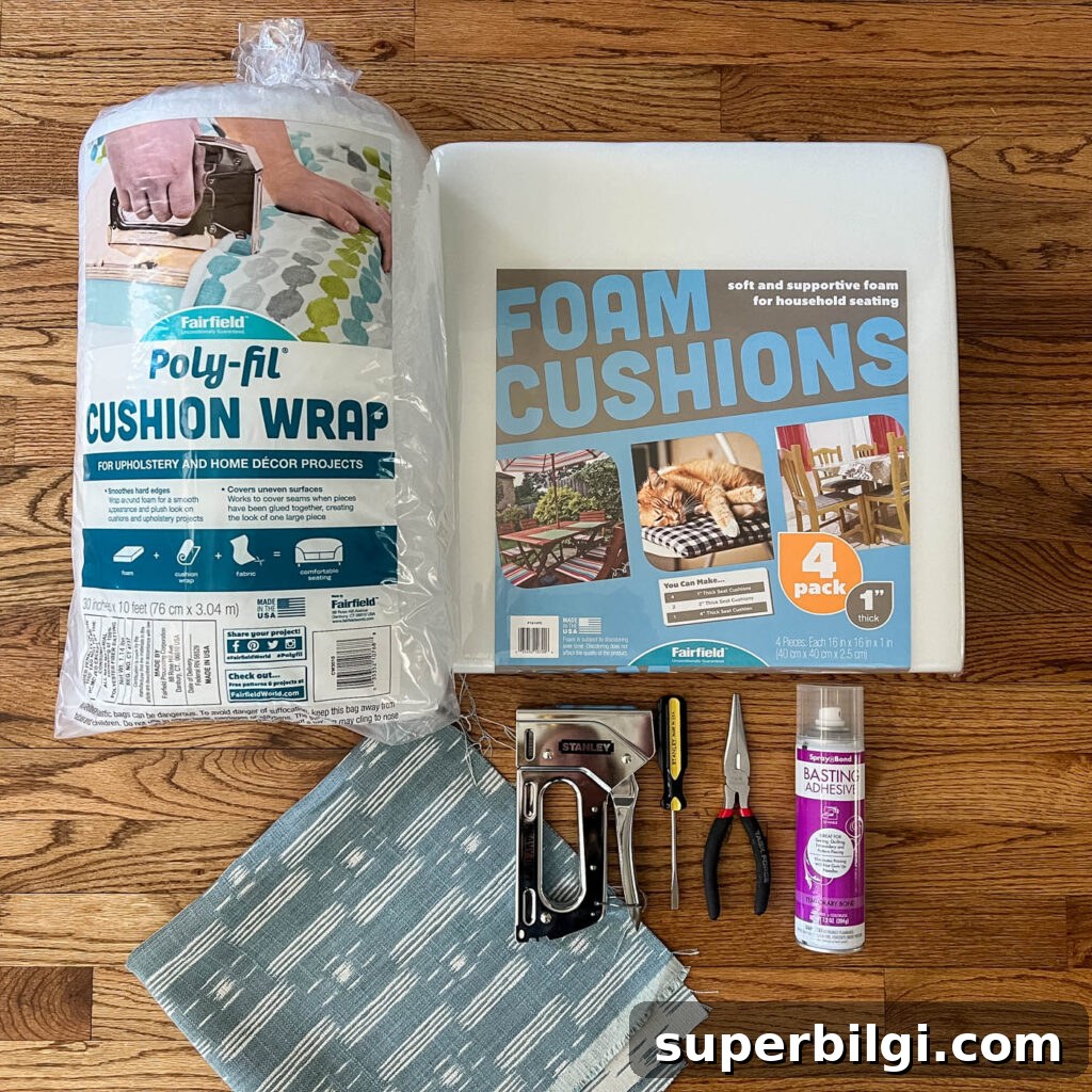Reupholster Dining Chair Seats: Step-by-Step DIY 4 Supplies for reupholstering dining chair covers