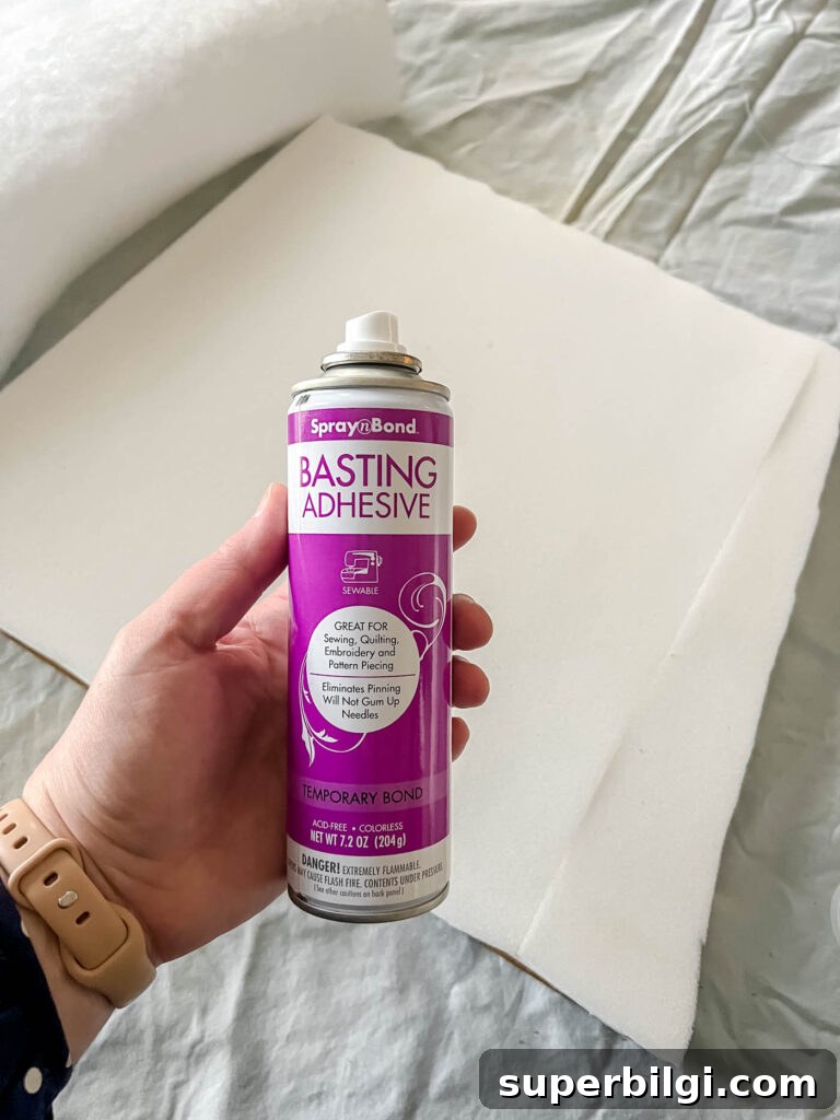 Reupholster Dining Chair Seats: Step-by-Step DIY 8 Basting adhesive to hold layers together