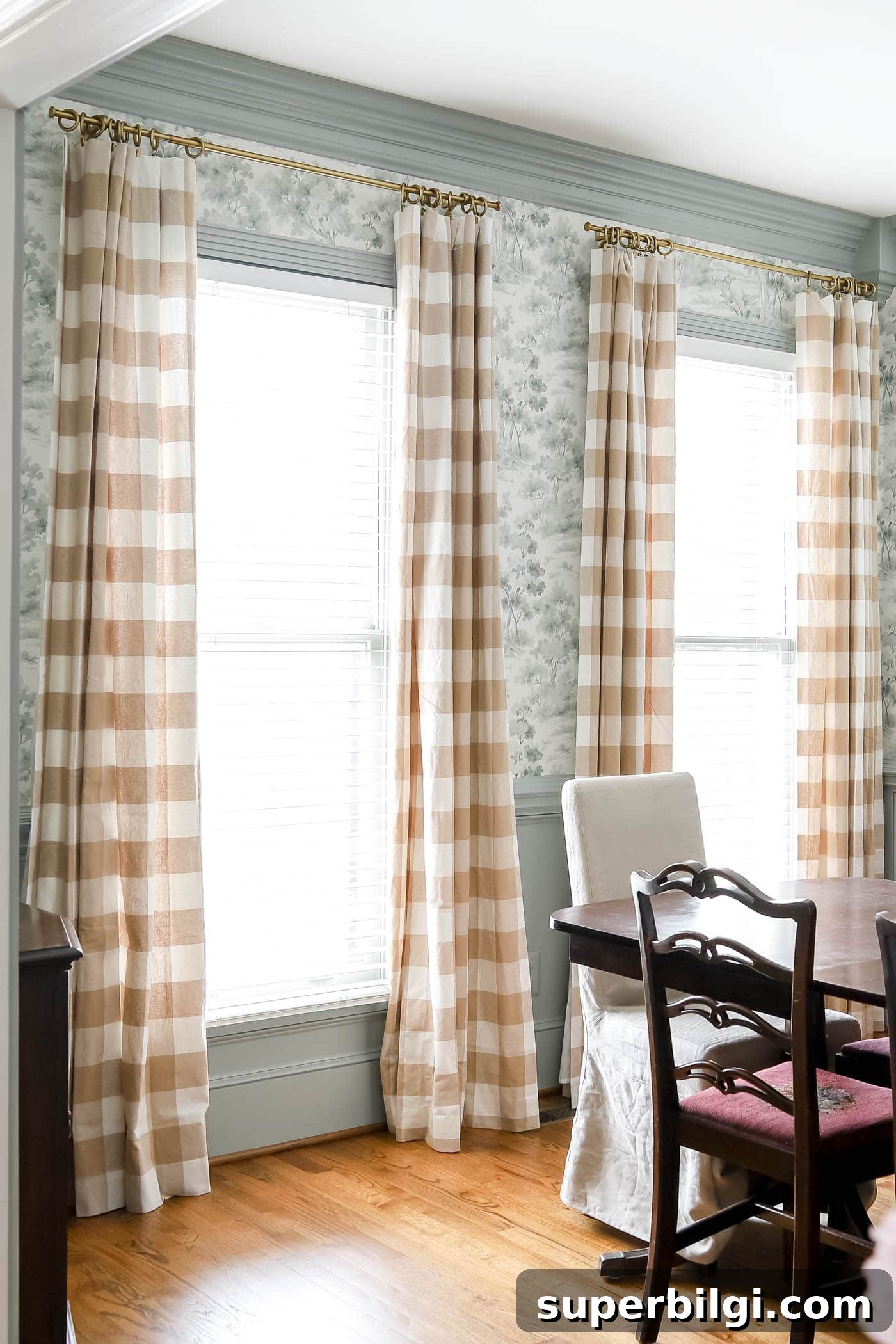 Dining Room Buffalo Check Curtains