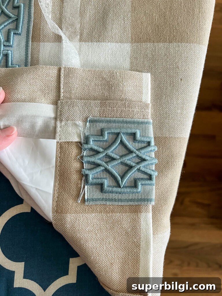Fold the edge of trim tape over the top