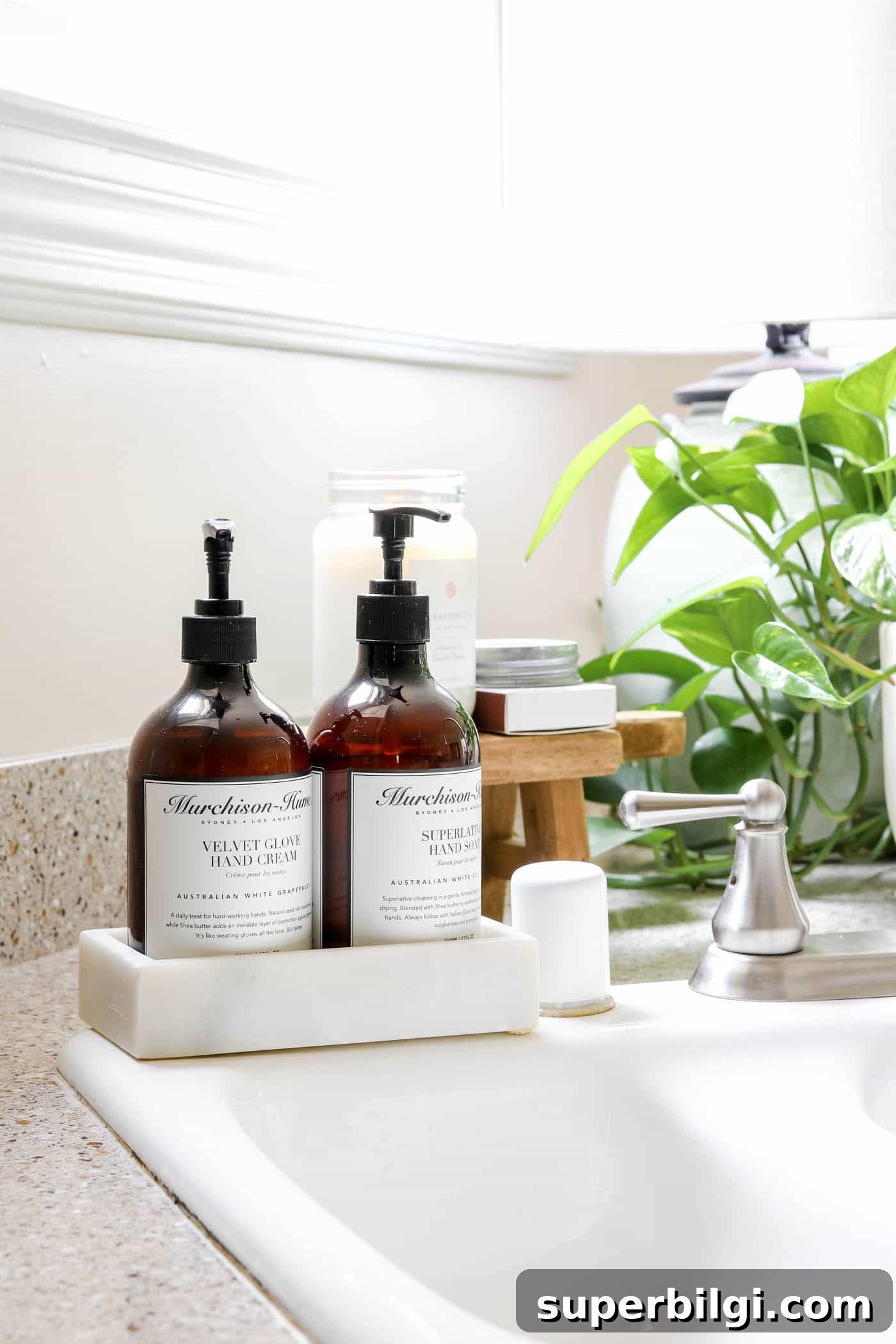 Pretty Soap & Lotion Dispensers in Kitchen